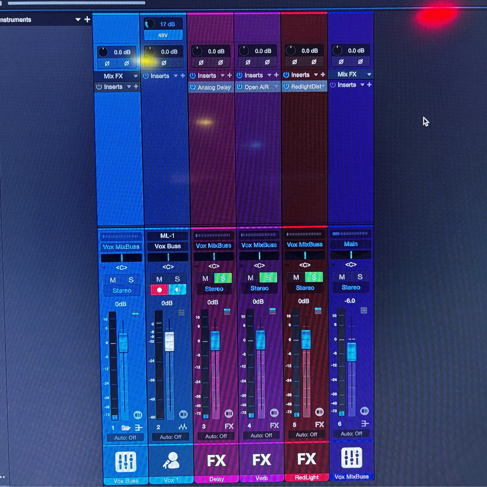 EDHAT Studios mixing session — vocal channel strip